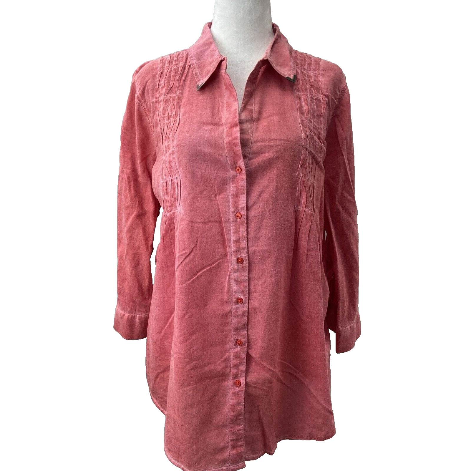 Nine West Vintage America Shirt Womens Large Pink Cowgirl Western Collar Tips
